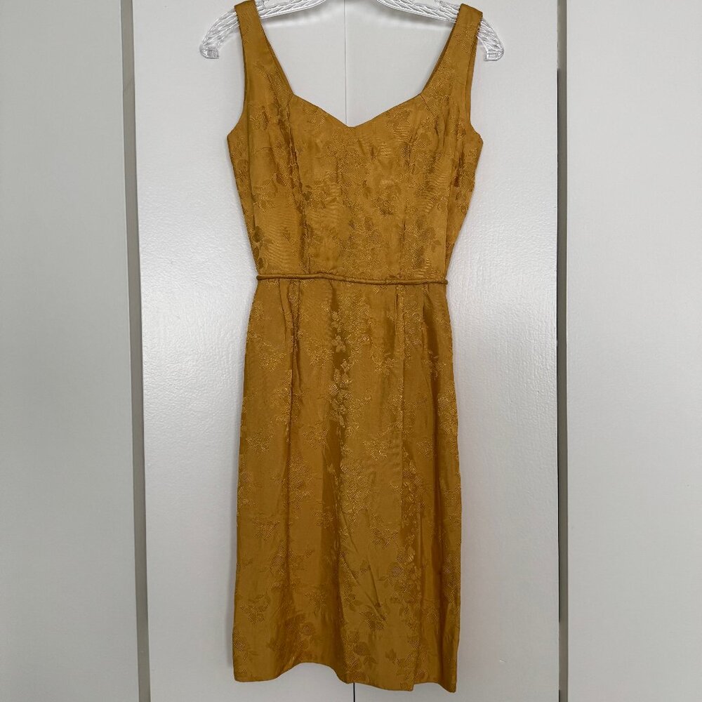 Vintage Gold Brocade Wiggle Dress XS